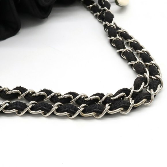 CHANEL Cocomark Melrose Cabas Matelasse Chain Shoulder Bag Cotton Jersey Blac... - Picture 4 of 8